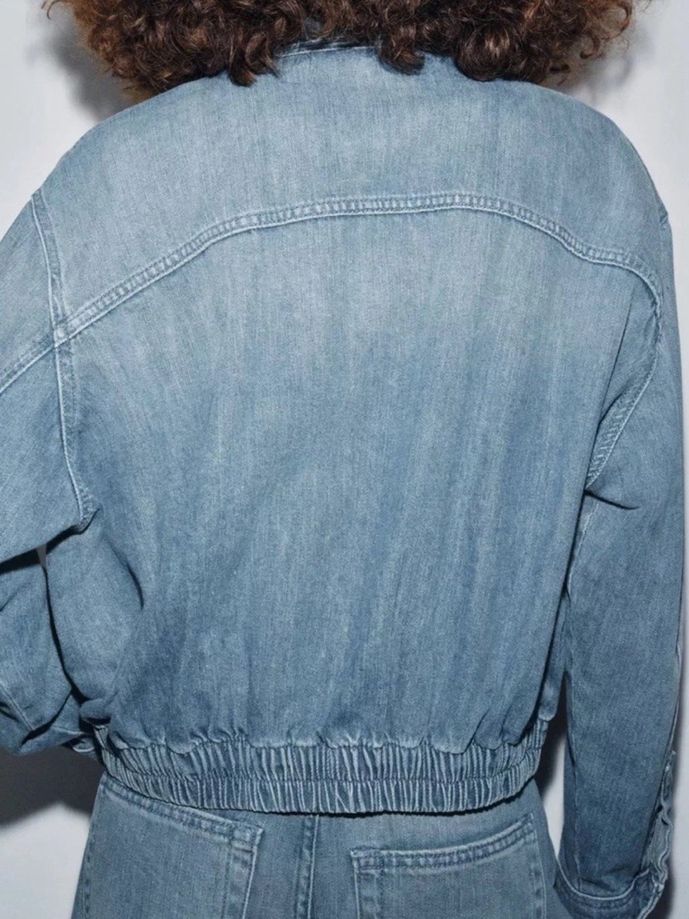 Zara ZW Collection Denim Bomber Jacket Small NWT - Picture 4 of 8